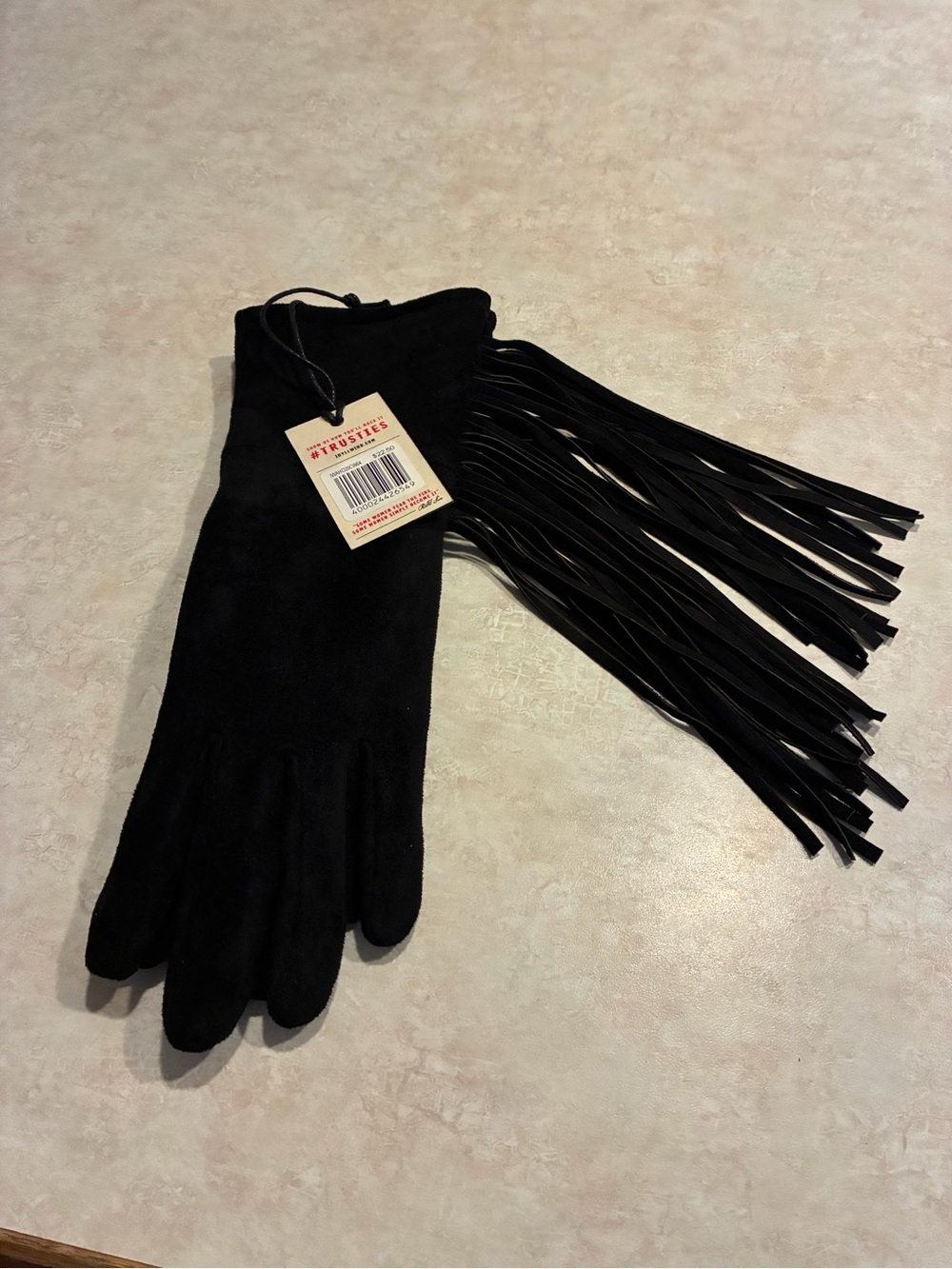 Idyllwind Black Suede Fringe Gloves with Tassel Detail